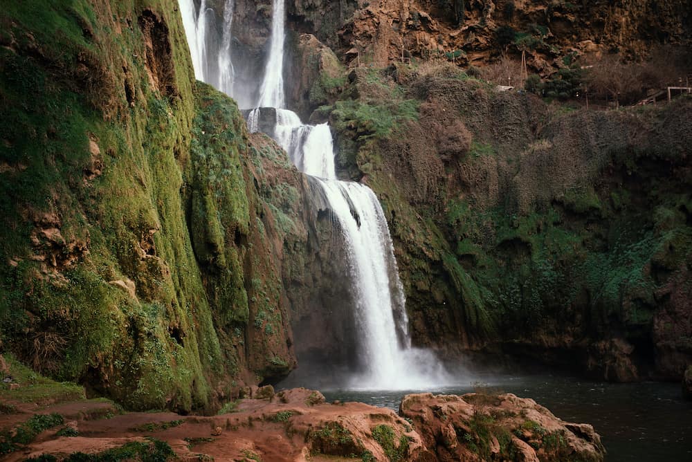 Beautiful waterfalls called - Ouzoud in Morocco. Ouzoud Falls in Africa. Landscape