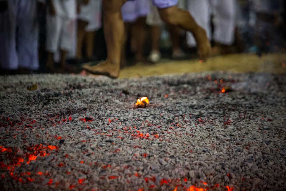Traditional fire walking on the festival