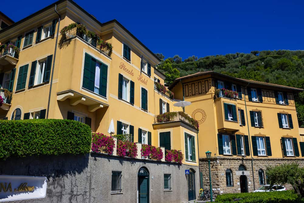 Portofino, Italy - Liguria- view of the Piccolo Hotel at Portofino Italy