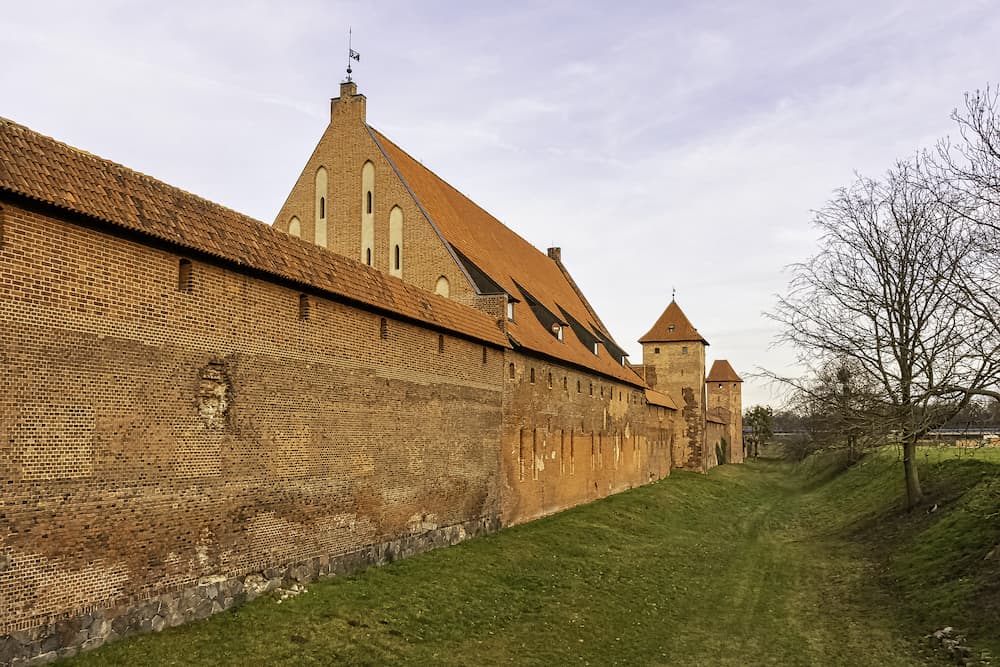 MALBORK, POMERANIA, POLAND - Castle of the Teutonic Order in Malbork - the largest castle in the world by land area on 2 January 2020 in Malbork, Pomerania, Poland