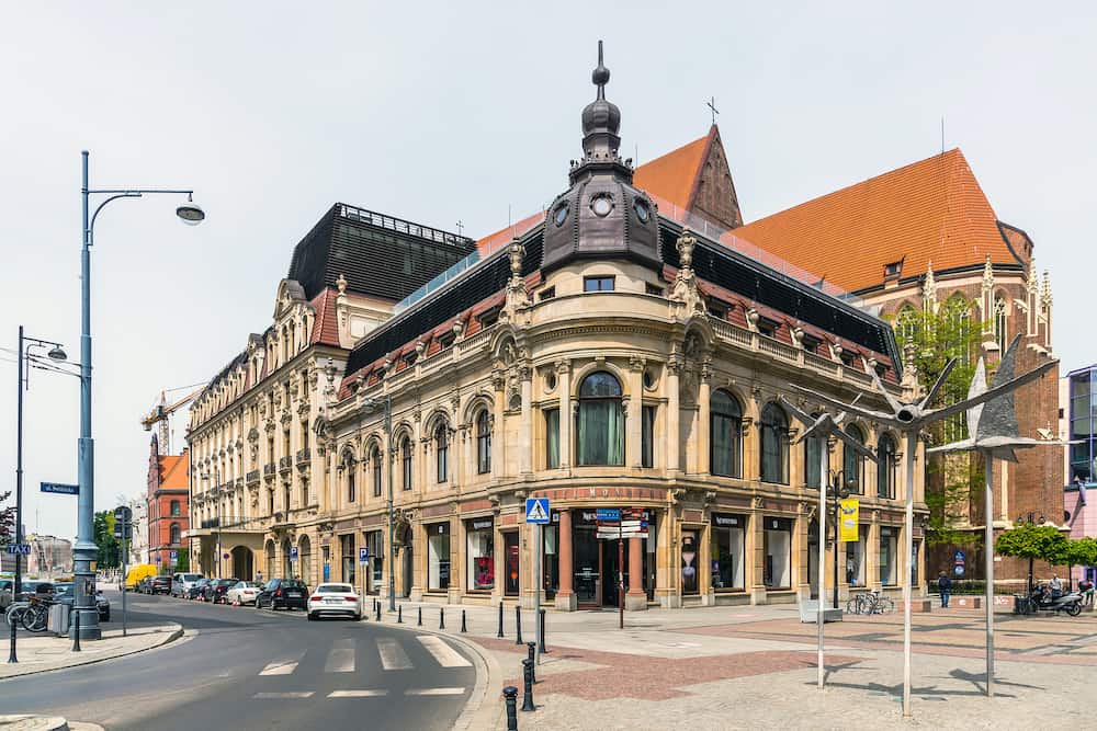 WROCLAW, POLAND - The Monopol Hotel a five-star property built in 1892 in Art Nouveau and Neo-Baroque styles. Hotel has two restaurants (Polish and Mediterranean) spa and wellness.