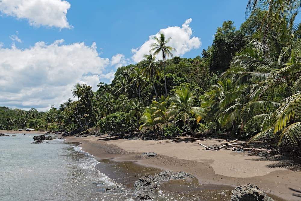 Beautiful beach at Drake Bay on the Pacific Ocean in Costa Rica