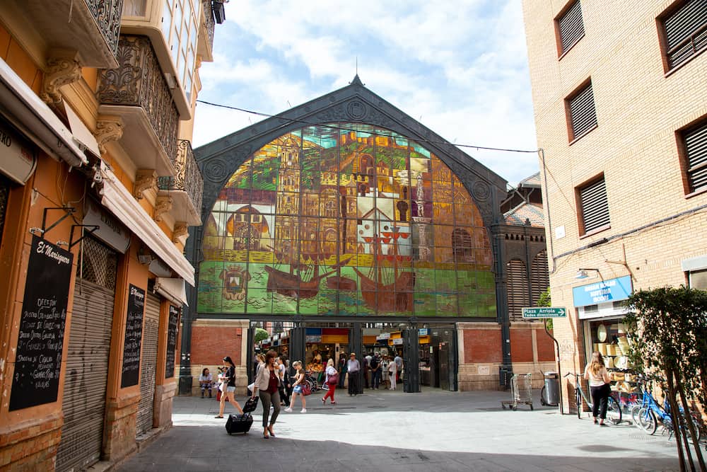 Malaga, Spain - Exterior view of the Atarazanas Market bulding.
