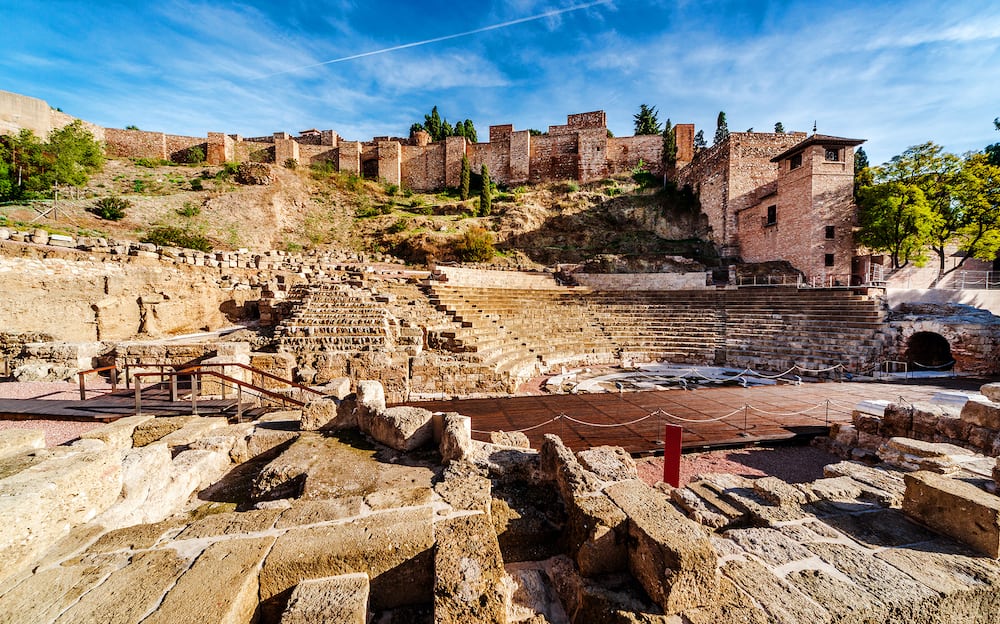The Roman Theatre in Malaga. Andalusia Spain