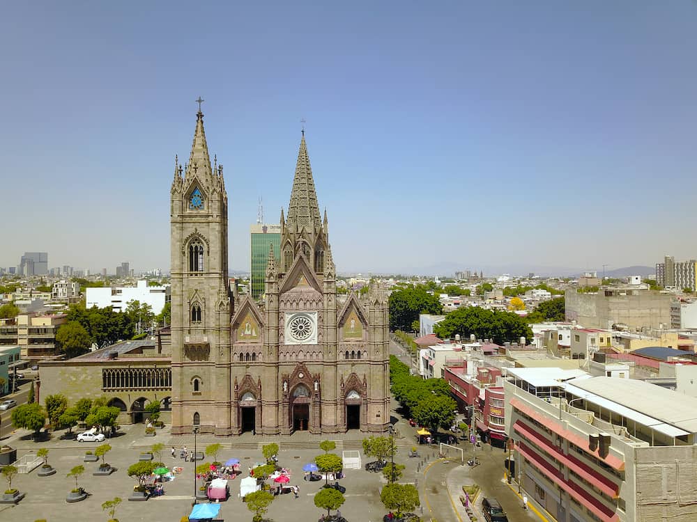 Guadalajara, Mexico - Aerial view of the expiatory temple in downtown Guadalajara