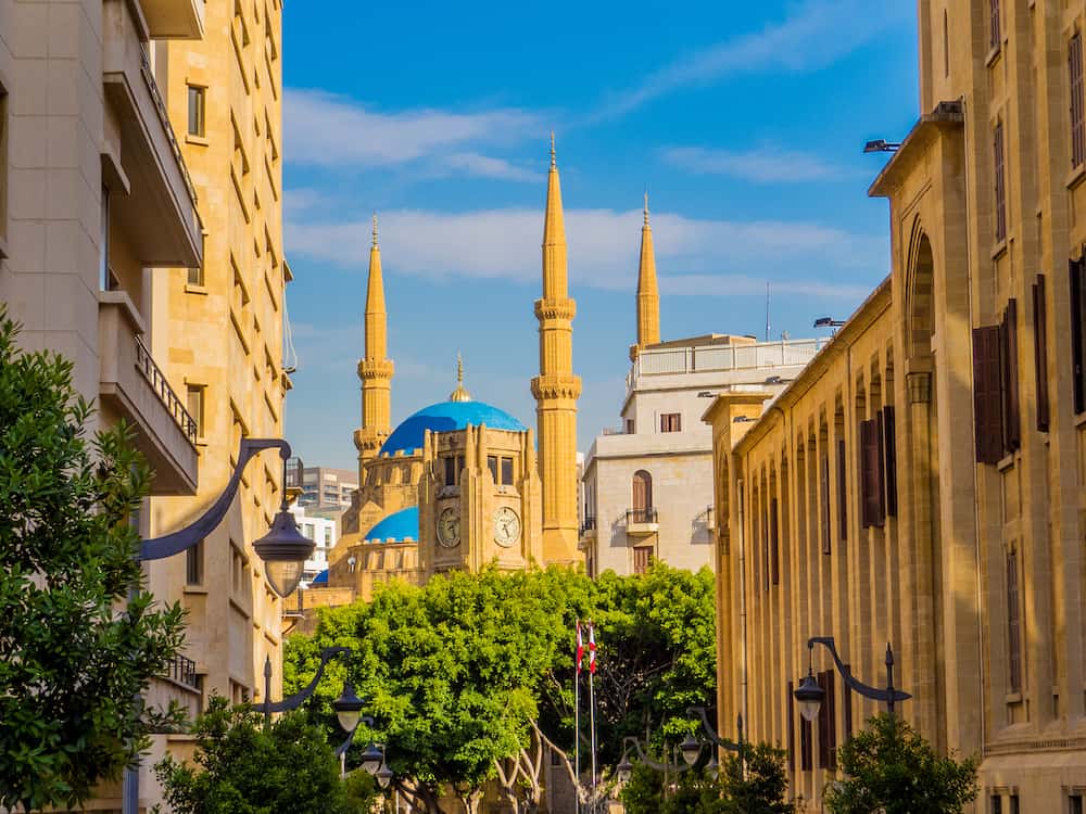 Beirut, Lebanon - View of Beirut downtown with the landmark Mohammad Al-Amin Mosque in the background