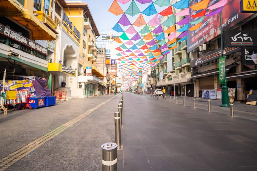 Bangkok, Thailand - Shops and entertainment venues in Khao San Road have been closed 