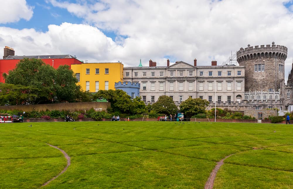 Dublin, Ireland - Dublin Castle and Dubh Linn Garden in Dublin, Ireland