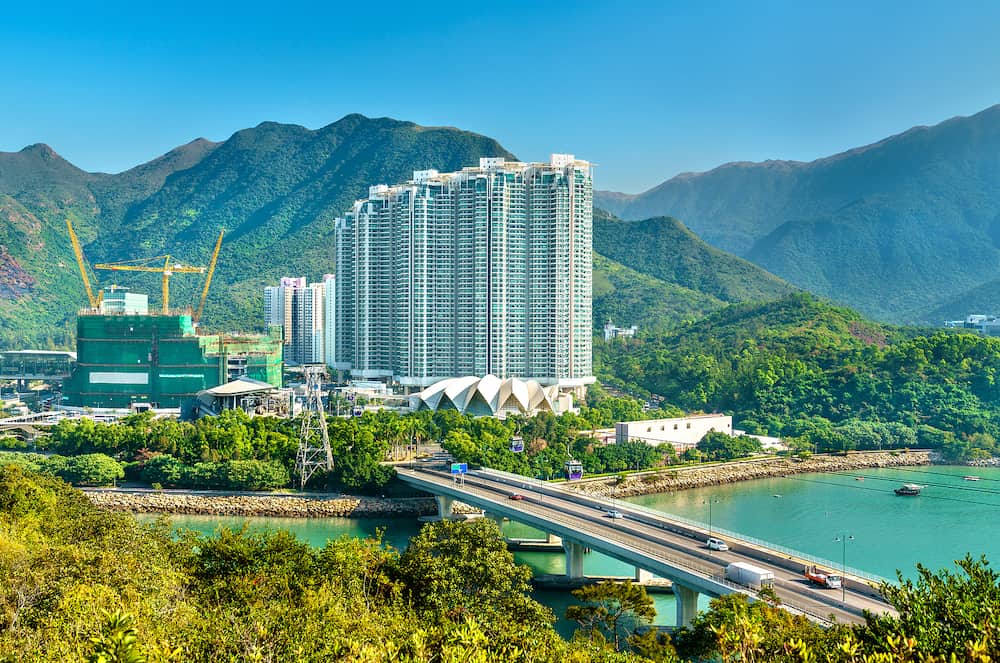 View of Tung Chung district of Hong Kong on Lantau Island - China.