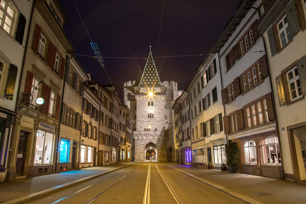 Basel, Switzerland - The historic Spalentor city gate which was part of the citys fortification