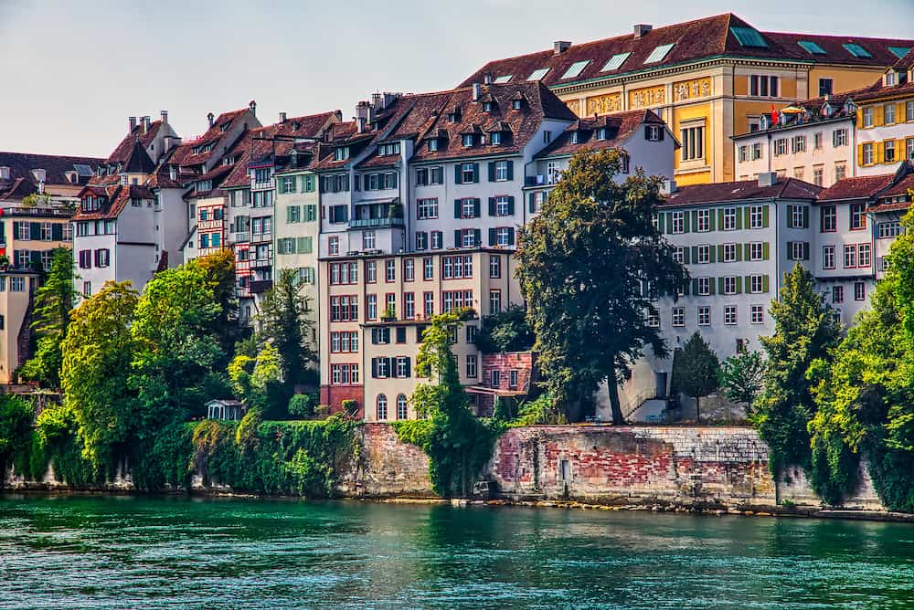 Basel, Switzerland - The river Rhine and the historic center of Basel