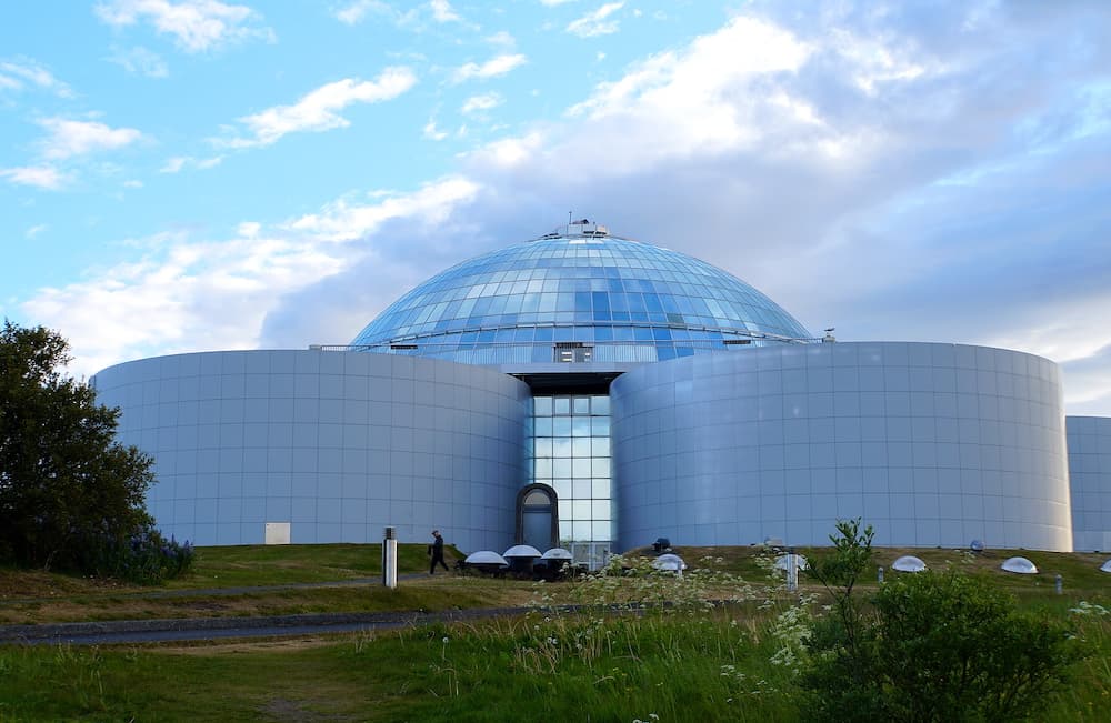 Reykjavik, Iceland - The view of Perlan, the famous planetarium and exhibition center in the city