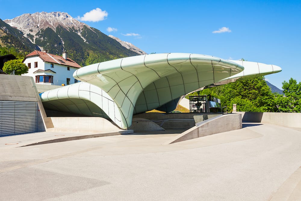 INNSBRUCK, AUSTRIA - Hungerburg station of Hungerburgbahn, hybrid funicular railway in Innsbruck, Austria. Funicular connecting the city district of nHungerburg with the city centre.