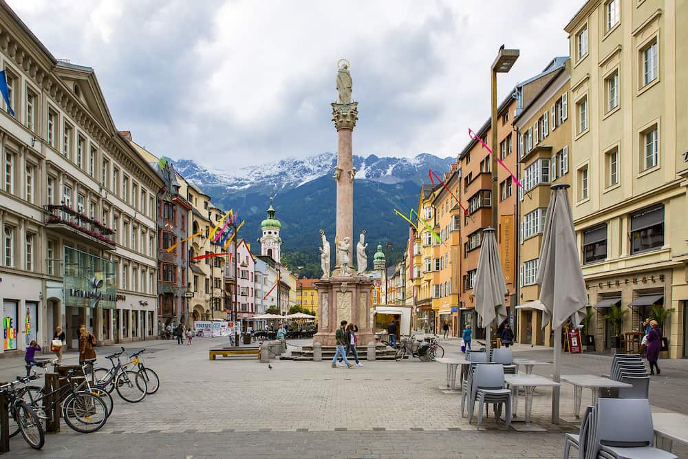 INNSBRUCK, AUSTRIA - Street in historical part of Innsbruck in a summer day