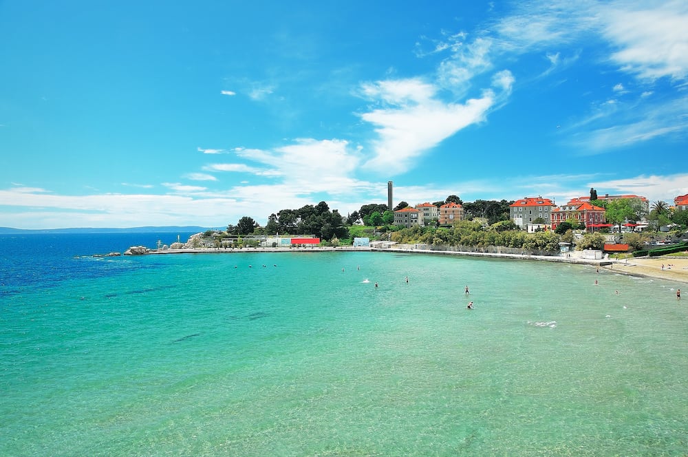 bacvice bay and beach in the city of split in croatia dalmatia