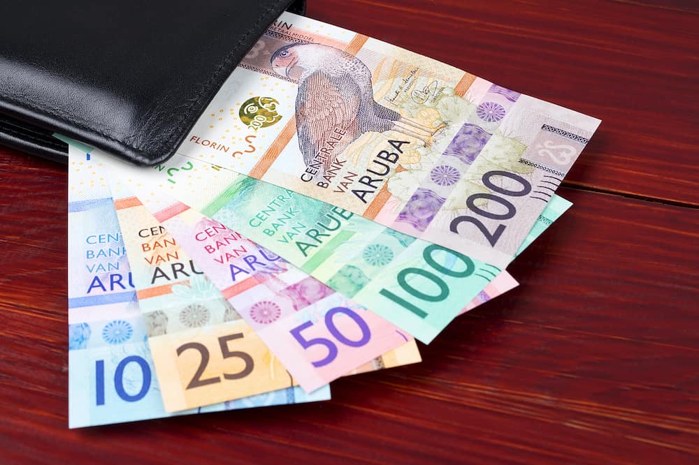 Aruban money - Florin in the black wallet