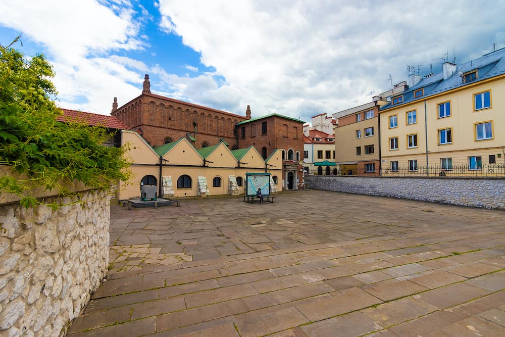 krakow-poland. The Old Synagogue in the Kazimierz district of Krakw, Poland. Against the background of a cloudy sky