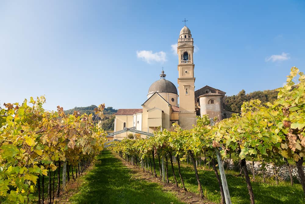 The parish church of Marano di Valpolicella in the famous Valpolicella wine region in the Veneto area of northern Italy