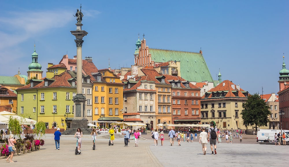 WARSAW, POLAND - Column on the historic castle square in Warsaw, Poland