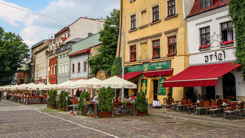 Krakow, Poland - Ariel Cafe, Restaurant and Gallery in Szeroka Street Square in Kazimierz, Jewish Quarter, Krakow, Poland