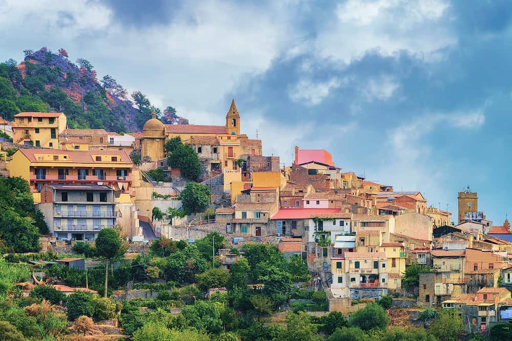 Beautiful landscape of Savoca village on the mountain, Sicily, Italy