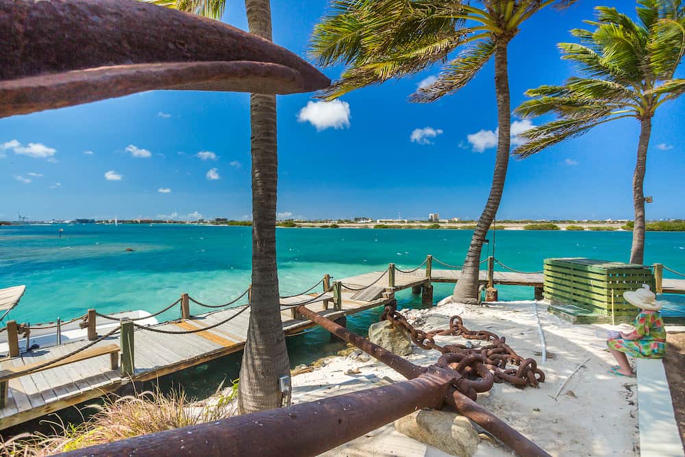 Flamingo beach at Aruba. Renaissance Aruba Private Island