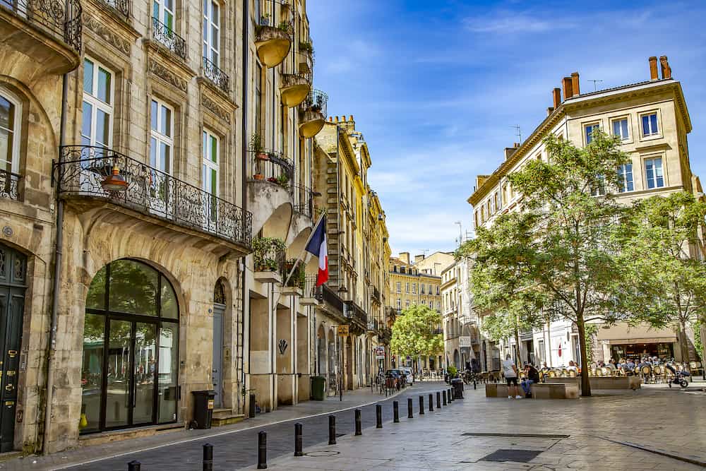 FRANCE, BORDEAUX, - View of the old narrow streets in the center of Bordeaux, France