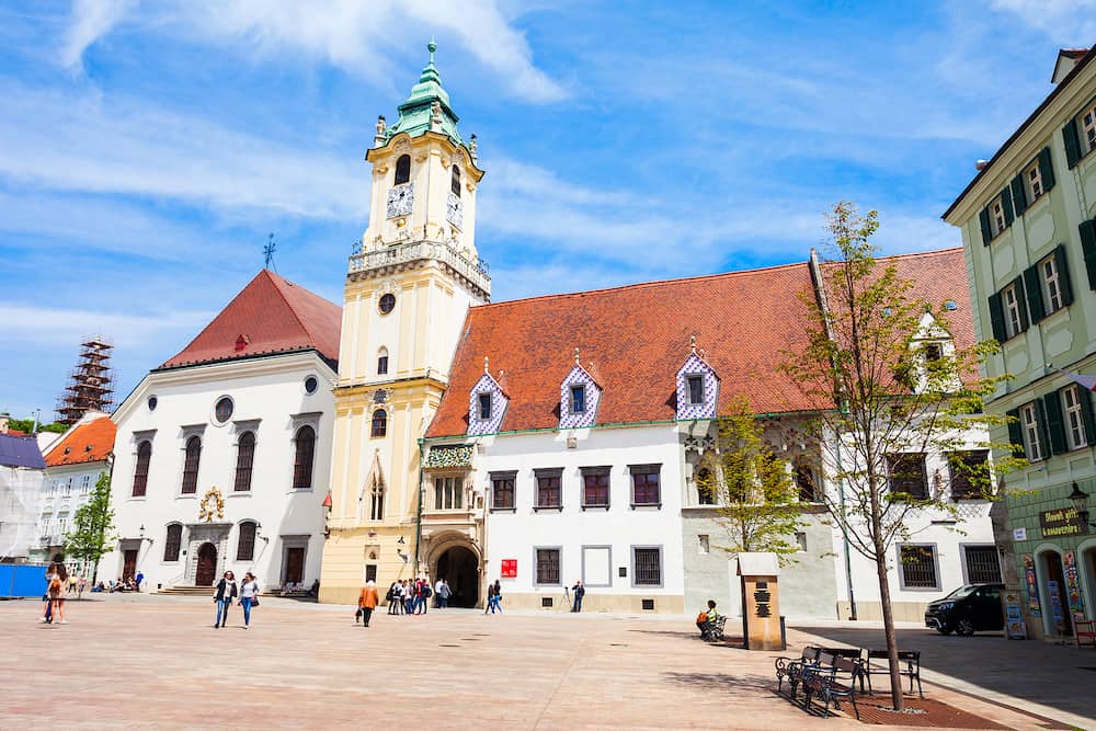 BRATISLAVA SLOVAKIA - Bratislava Old Town Hall is a complex of buildings in the Old Town of Bratislava Slovakia. Old Town Hall is the oldest city hall in the Slovakia.