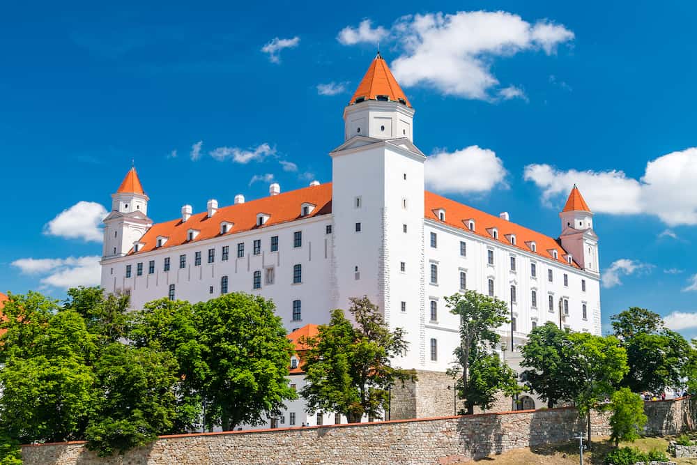 Historical Bratislava Castle at sunny day in Slovakia.