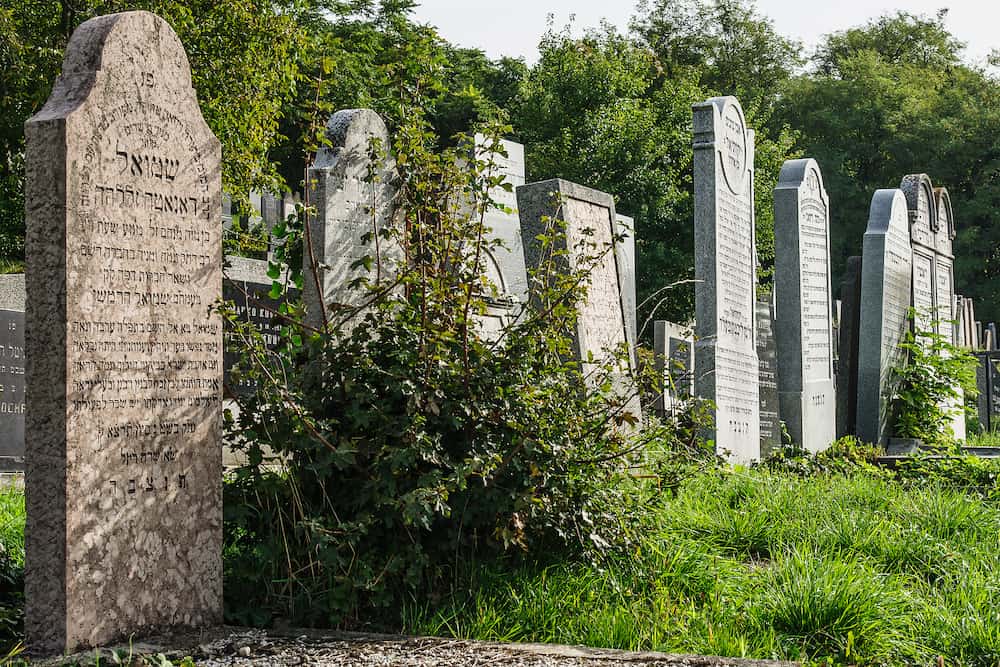 BRATISLAVA, SLOVAKIA - Tombstones in the old Jewish cemetery, Bratislava, Slovakia