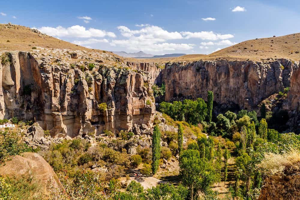 Panoramic view on Ihlara Valley in Cappadocia, Turkey.