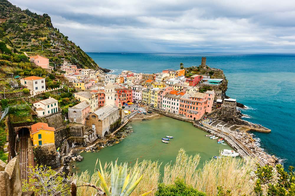 Scenic view of colorful village Vernazza, Cinque Terre, Italy