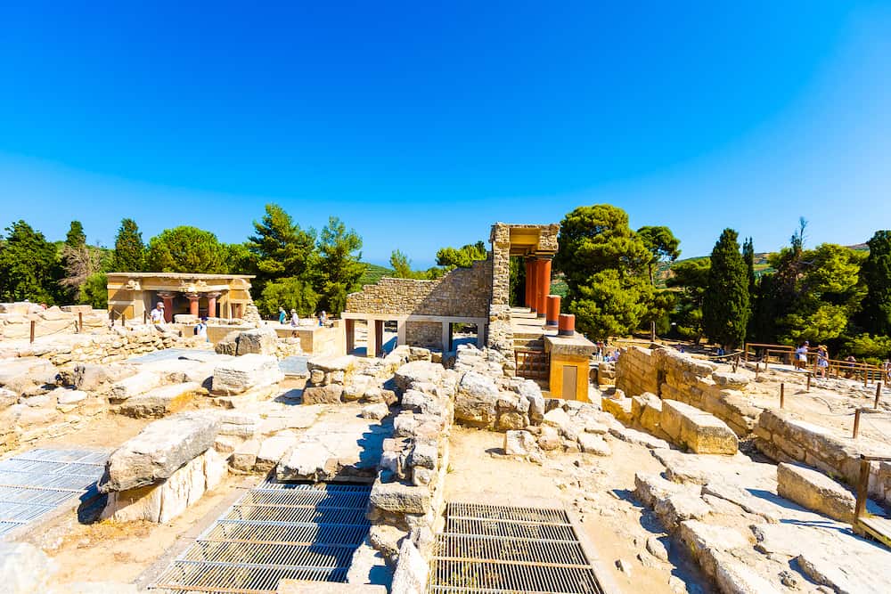 Knossos palace of the Minoan civilization and culture at Heraklion without people, Crete, Greece