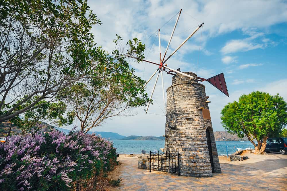 Old-style windmills on Lasithi Plateau. Crete, Greece