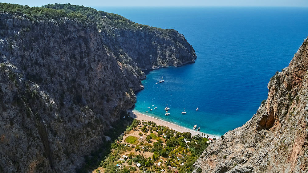 Butterfly valley high view canyon Fethiye Turkey