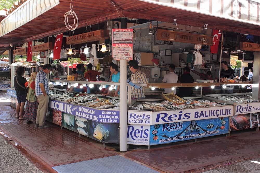 FETHIYE, TURKEY Fish for sale at a popular fish market in Fethiye 