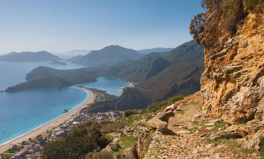 Lycian way overlooking the blue Oludeniz lagoon in Turkey