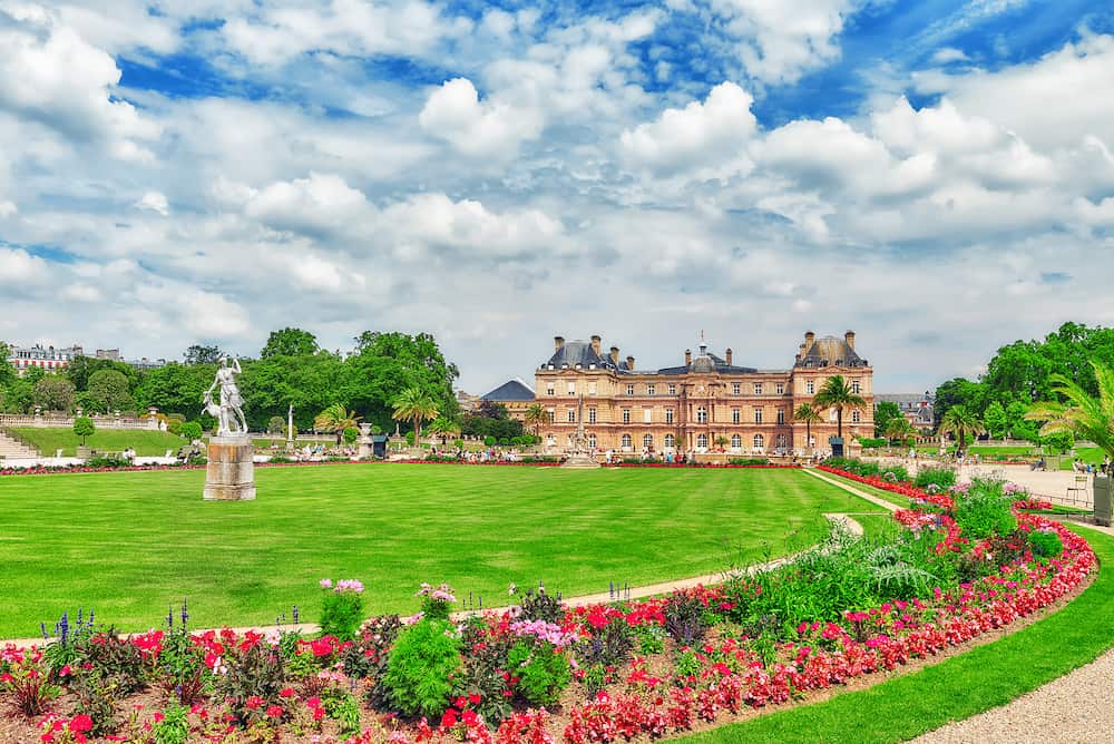 PARIS FRANCE - Luxembourg Palace and park in Paris the Jardin du Luxembourg one of the most beautiful gardens in Paris. France.