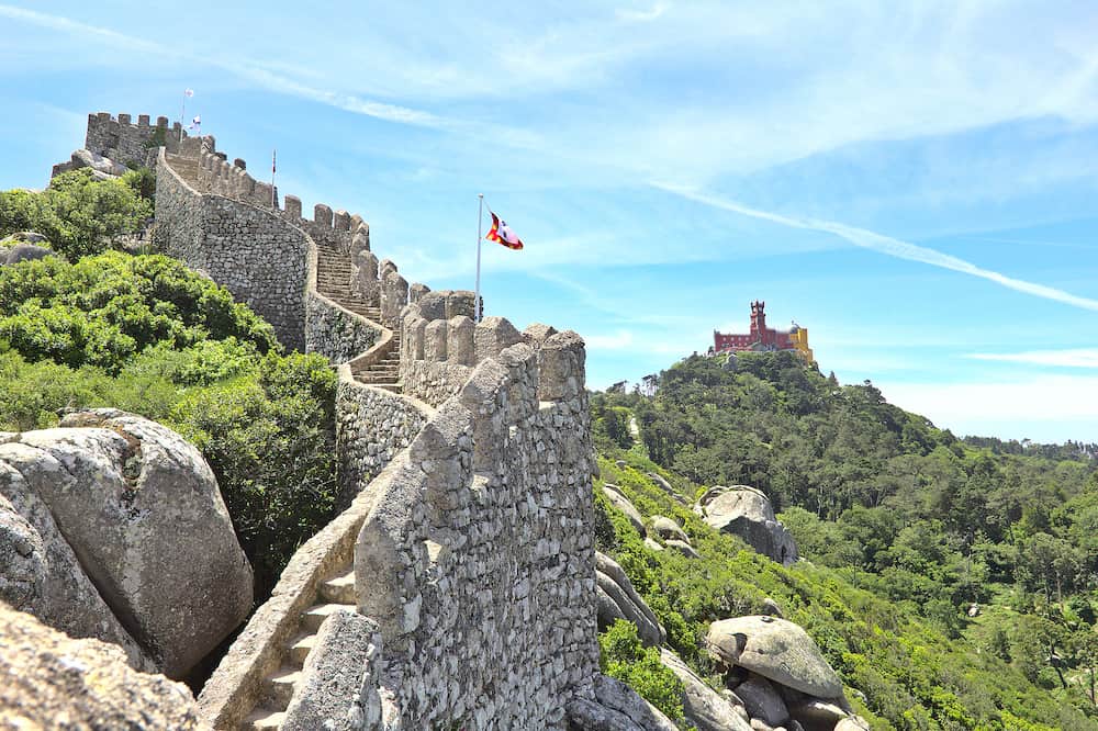 The Castle of the Moors and the Pena Palace in Sintra, Portugal
