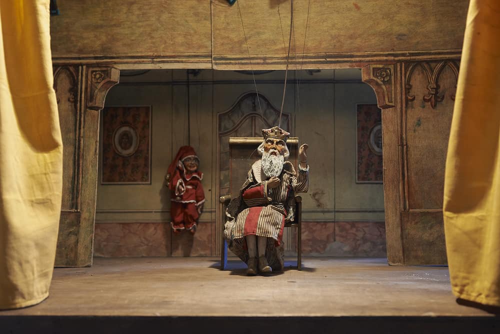 Traditional puppets theater made of wood. Historical Collections