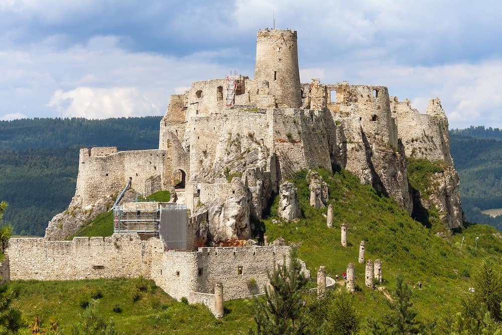 Spissky hrad castle ruin near Spisske Podhradie town or village, Spis region, Slovakia, Europe, biggest Slovak castle