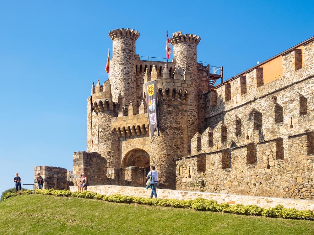 Facade of the 12th century Templar Castle (Castillo de los Templarios) - Ponferrada, Castile and Leon, Spain