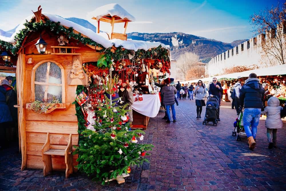 TRENTO ALTO ADIGE ITALY - traditional Christmas market. Trento Alto Adige Italy