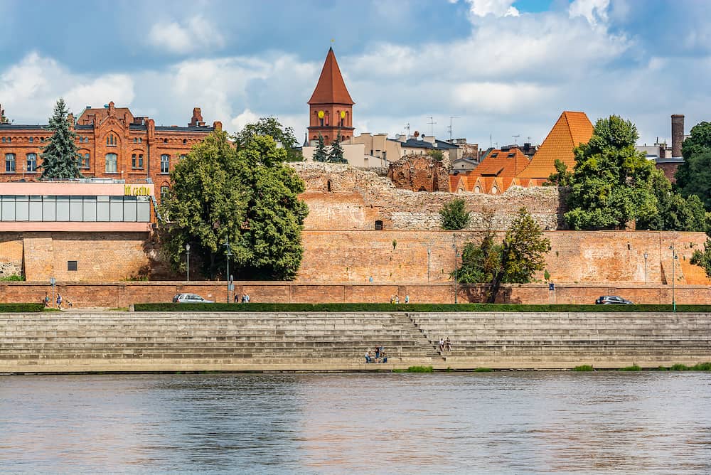 Torun, Poland - Panoramic view on the Old Town of opposite side of the river