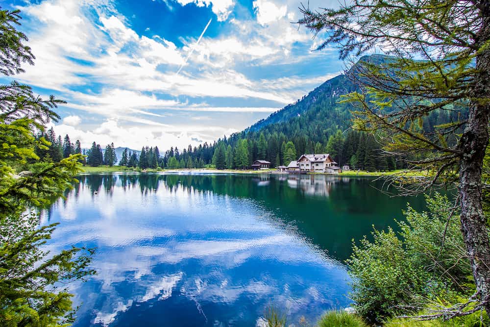 The lake Nambino in the Alps near Madonna di Campiglio Trentino Italy
