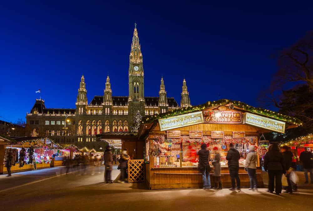 VIENNA, AUSTRIA - Christmas Market near City Hall in Vienna Austria.
