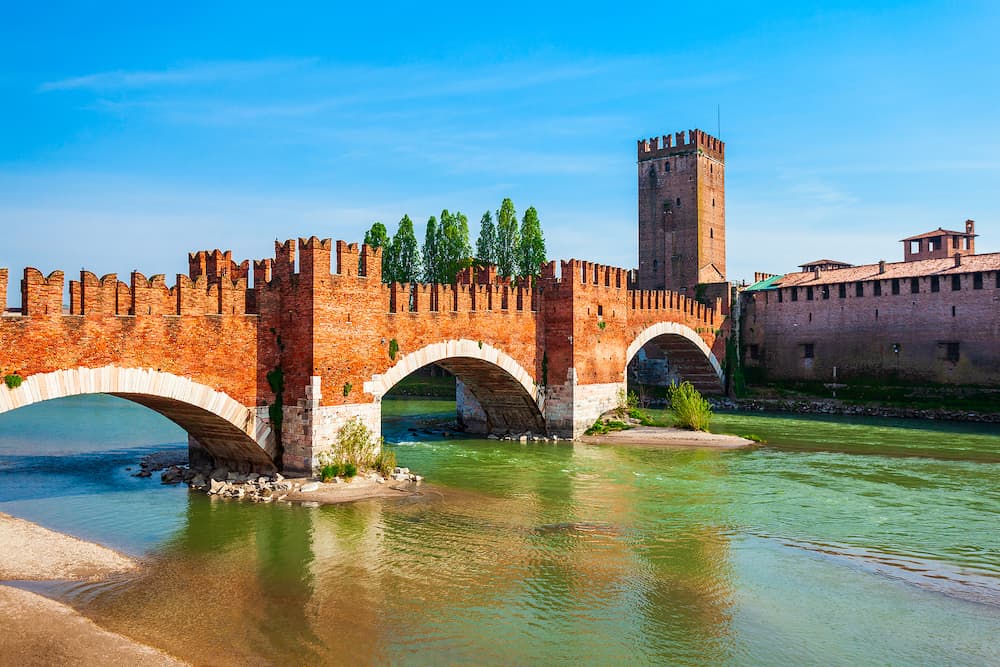 Castelvecchio or Old Castle and Scaligero bridge in Verona, Veneto region in Italy