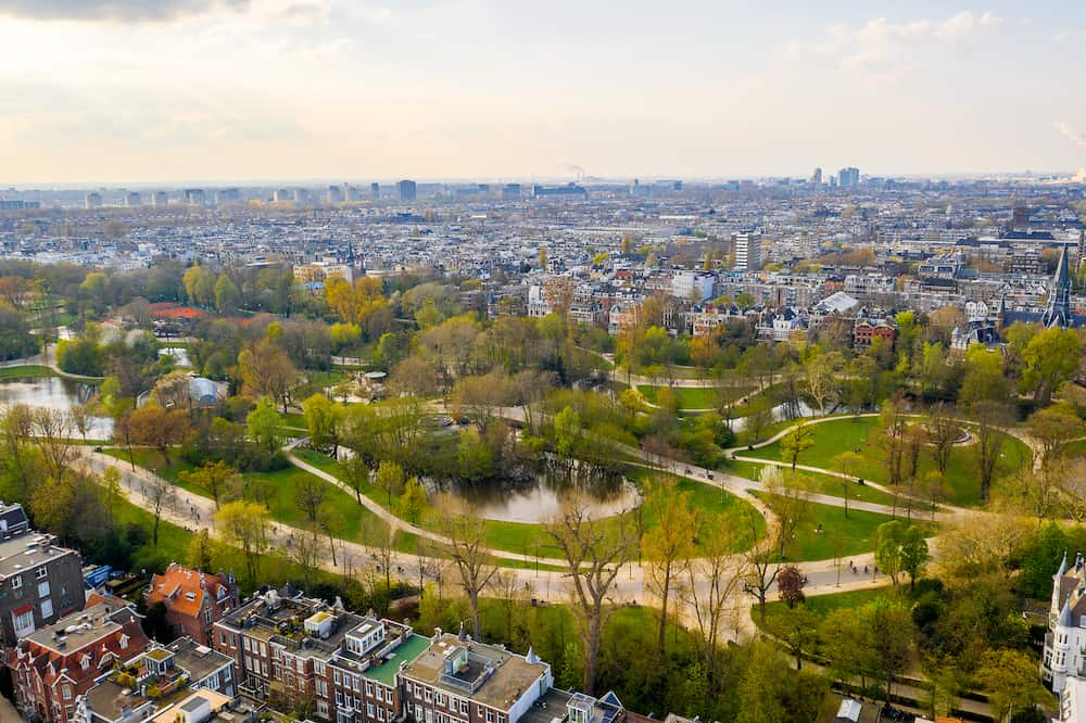 Aerial view of the Vondelpark in Amsterdam.