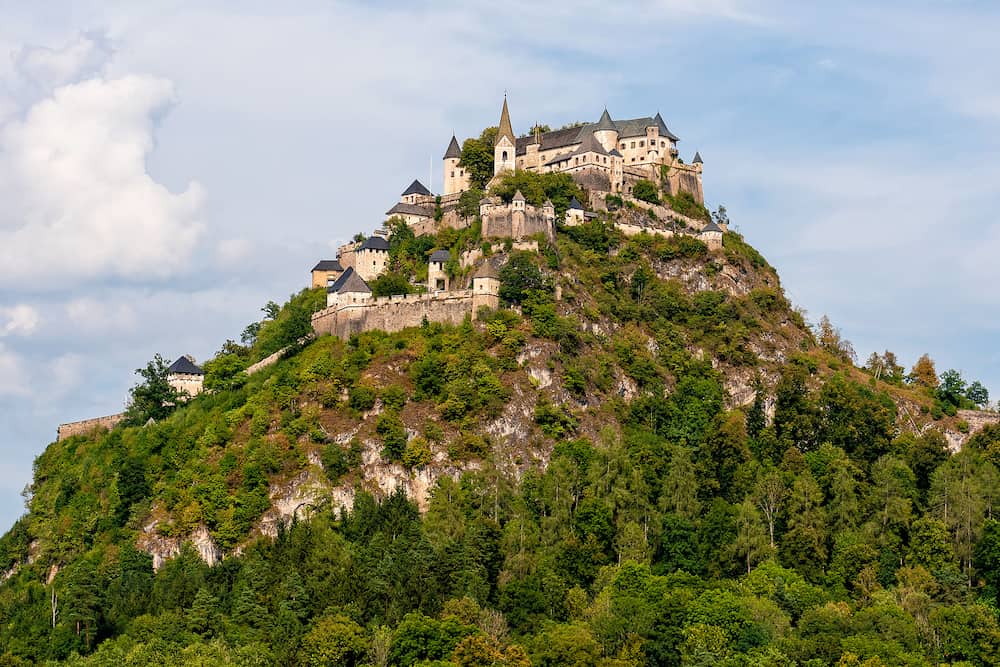 Top part of the Hochosterwitz castle on the mountain hill in Austria - Image