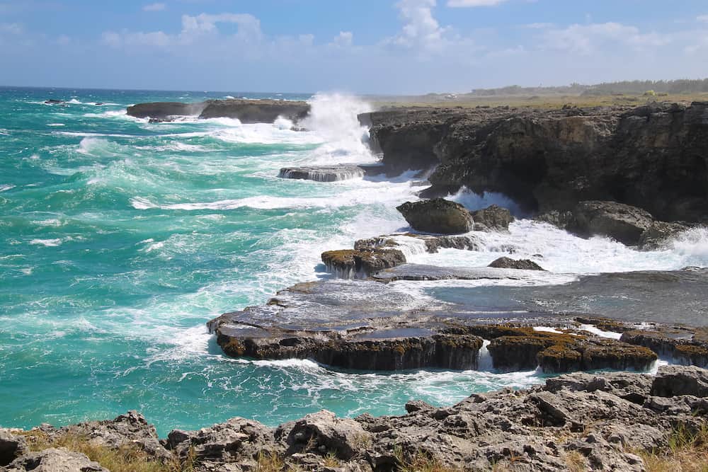 Atlantic Ocean and rocks on the north point of the island Barbados (Animal Flower Bay)